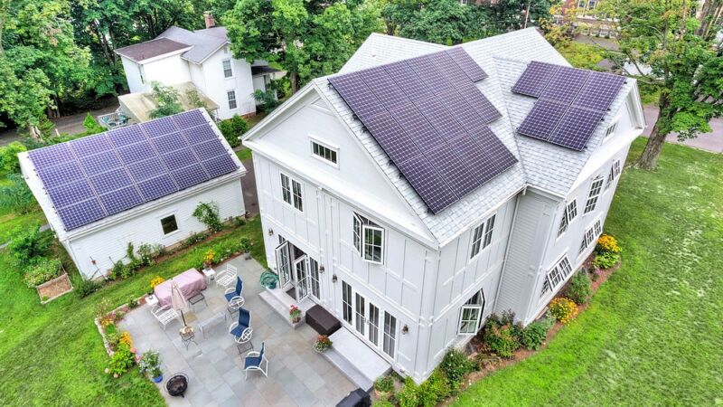 Green home with solar panels