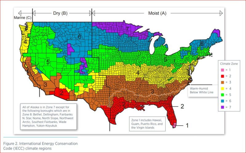 Climate zone map of USA