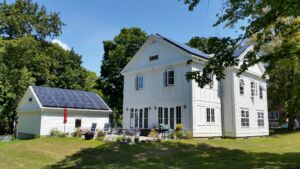 passive house colonial in CT with solar panels