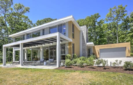 modern zero energy home in CT overlooking the sound